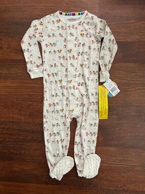 Magnetic Me Cream Footed One-Piece with Animal Play Print
